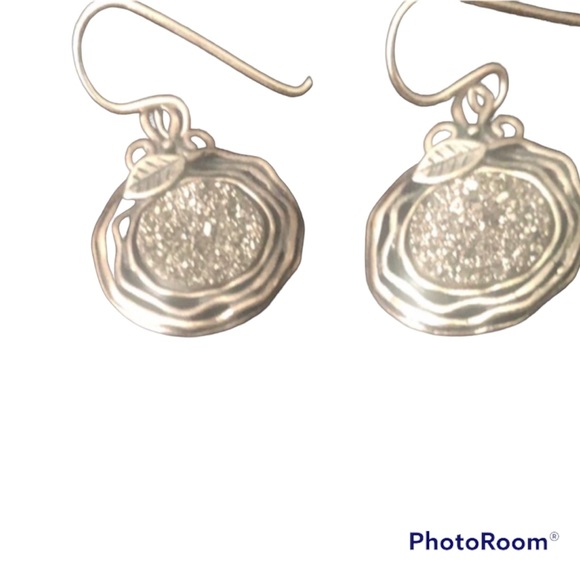 Jewelry - Black Druzy& Sterling Silver Earrings Pierced Exquisite in Superb Condition